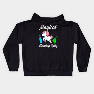 Unicorn cleaning lady Kids Hoodie